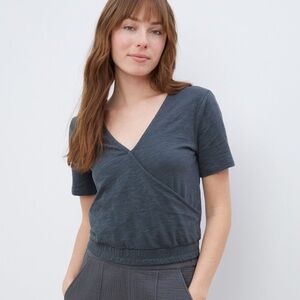 UpWest Charcoal V-Neck Wrap Tee